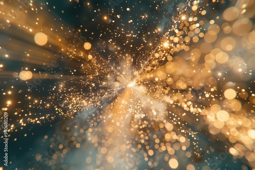 golden sparkle burst energy sparke glitter background design photo