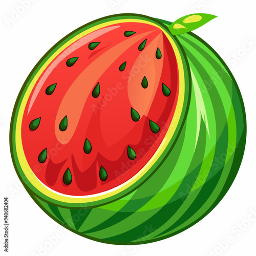 Half Watermelon with Seeds and Rind