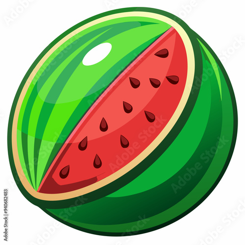 A Half-Eaten Watermelon with Seeds and Rind