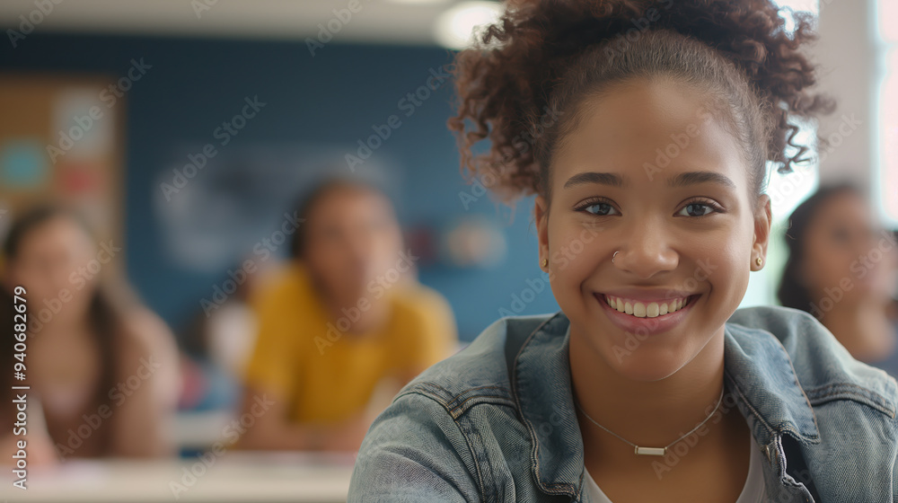 Cheerful Female Student Engaged in Learning at Indian University Classroom Setting Cheerful Female Student Engaged in Learning at Indian University Classroom Setting