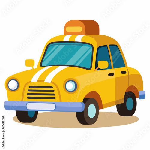 Wallpaper Mural Yellow Taxi Car with White Stripes and Light on Top Torontodigital.ca