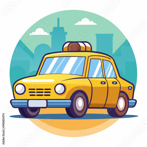 Yellow Taxi Cab in City Setting