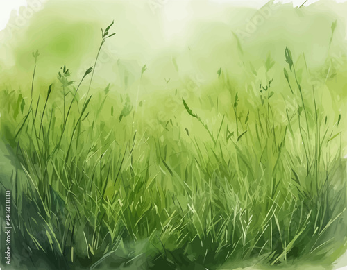 Vibrant Green Field of Tall Grass