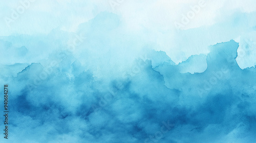 elegant sky blue, azure, and cerulean watercolor gradient on textured paper