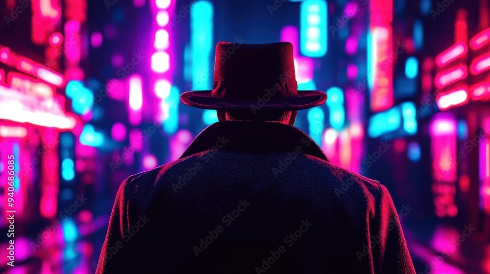 A detective s calculated move in a game of cat and mouse, using cunning and strategy to corner a criminal in the neon lit depths of the city A detective s calculated move in a game of cat and mouse, using cunning and strategy to corner a criminal in the neon lit depths of the city