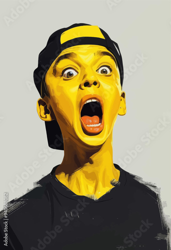 Youthful Expression of Surprise and Excitement