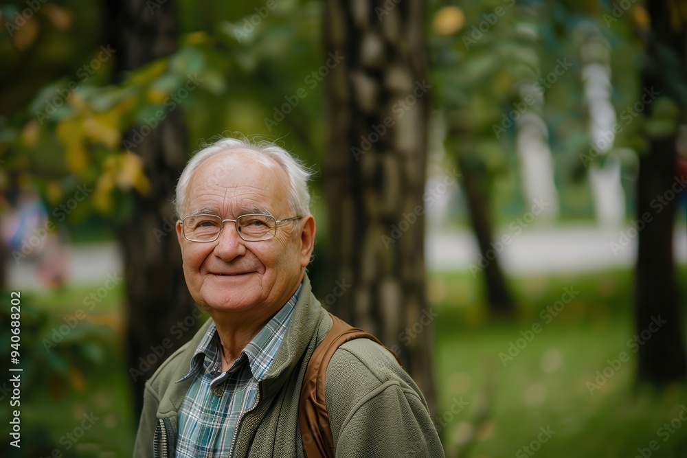 Older Man Portrait: Senior Gentleman Smiling and Walking in the Park Older Man Portrait: Senior Gentleman Smiling and Walking in the Park