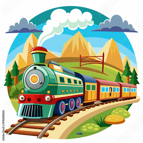 Vintage Steam Train Traveling Through Mountainous Landscape