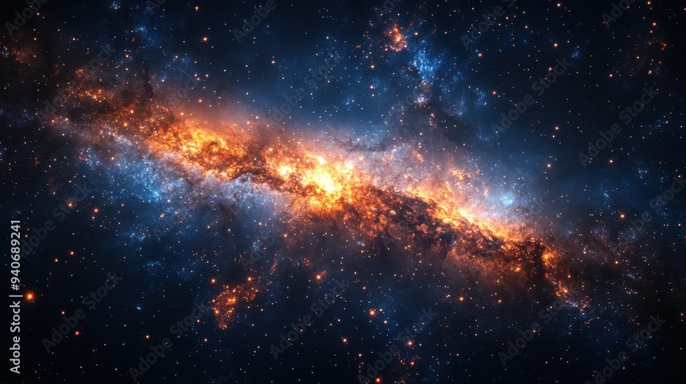 Cosmic Serenity: Distant Galaxy Cluster and Interstellar Gas Clouds Bathed in Starlight Cosmic Serenity: Distant Galaxy Cluster and Interstellar Gas Clouds Bathed in Starlight