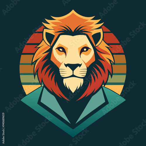  Lion head illustration for T-shirt design  photo