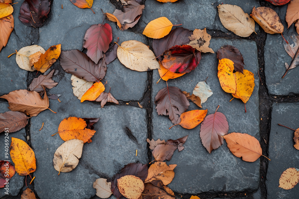 Golden Autumn: A Tapestry of Fallen Leaves on the Forest Floor Golden Autumn: A Tapestry of Fallen Leaves on the Forest Floor