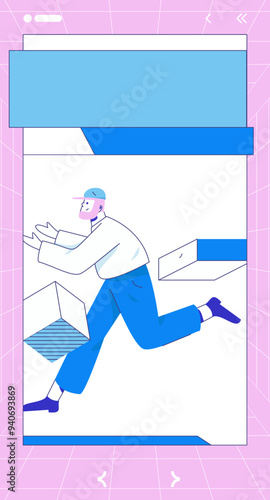 People exercising healthy running vector internet operation illustration
