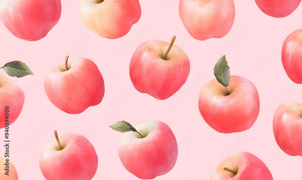 flat illustration of apples pattern, Generative AI flat illustration of apples pattern, Generative AI