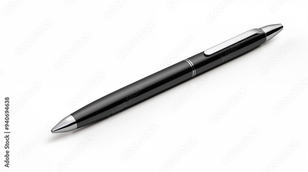 Assorted pens neatly arranged on a clean white background . Assorted pens neatly arranged on a clean white background .