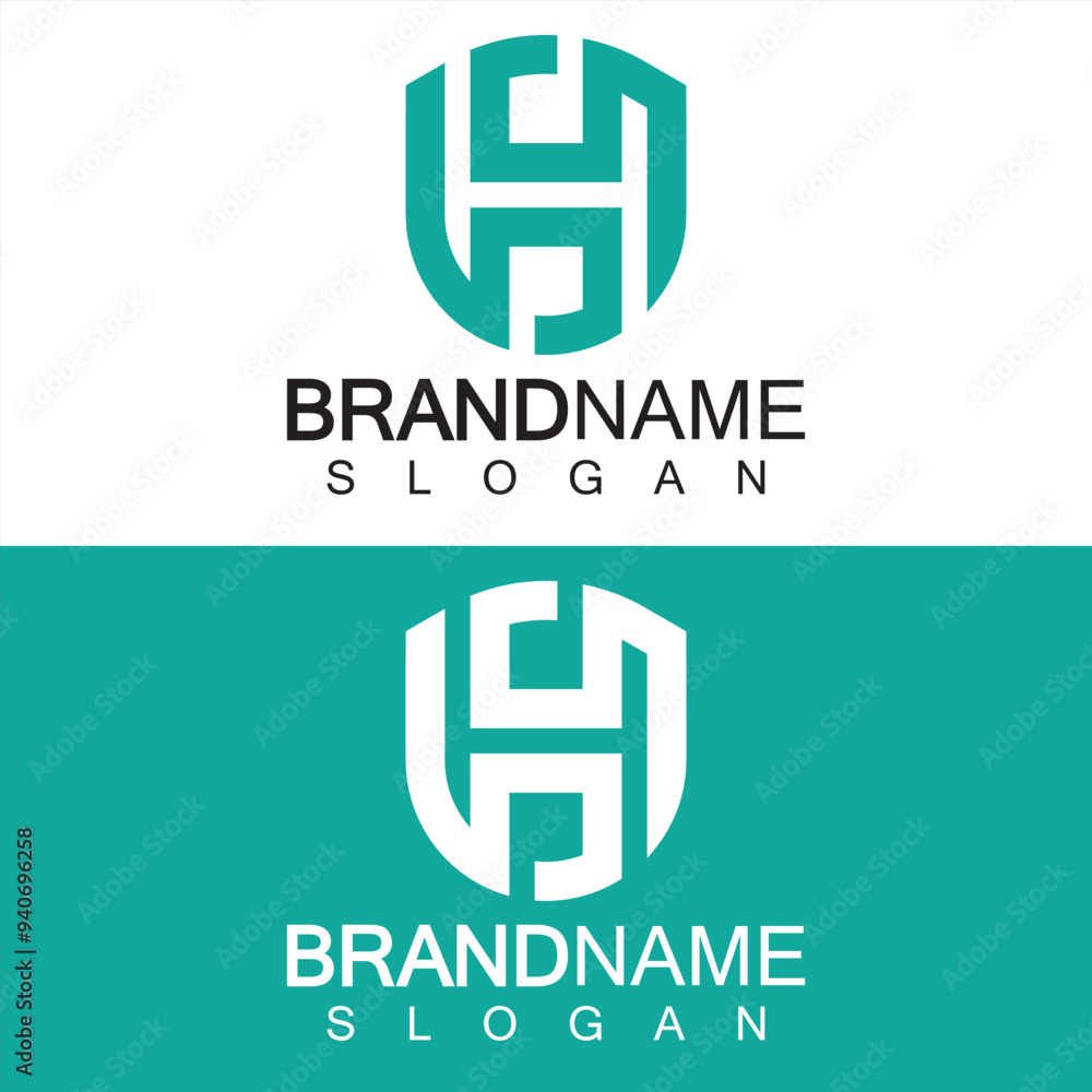 Fototapeta premium Abstract Letter H Shield Logo Design. Shield Line shape letter H monogram for company Security logo, Cyber, Protection, Guardian Logotype.