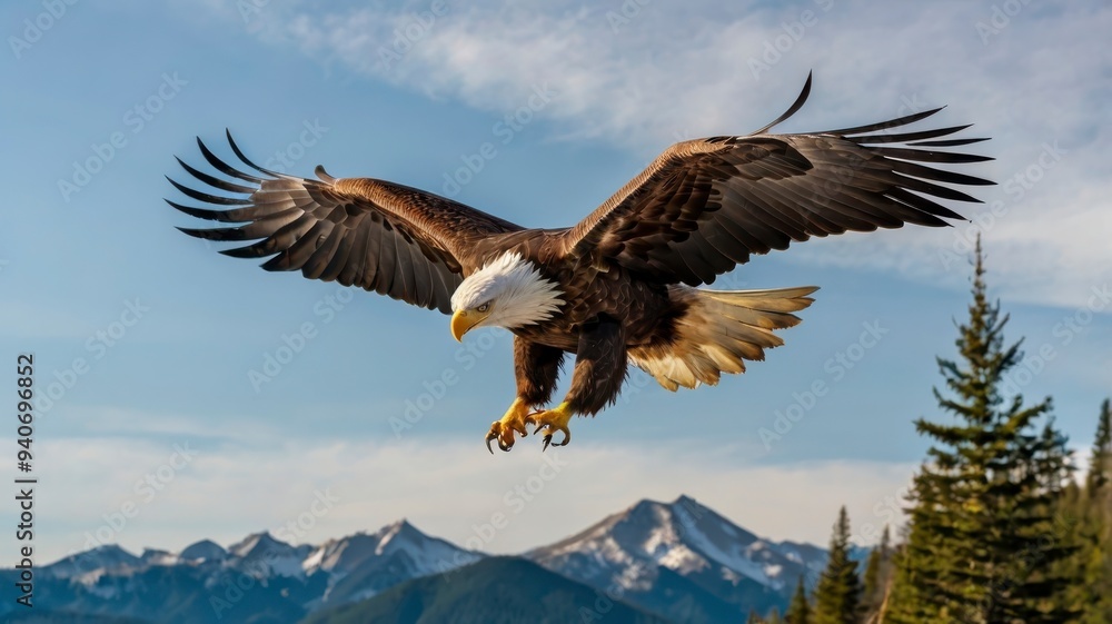 Eagle in flight mountain landscape Eagle in flight mountain landscape