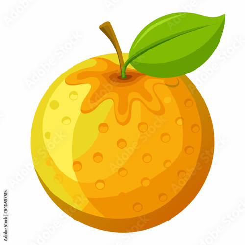 A Single Orange with a Green Leaf