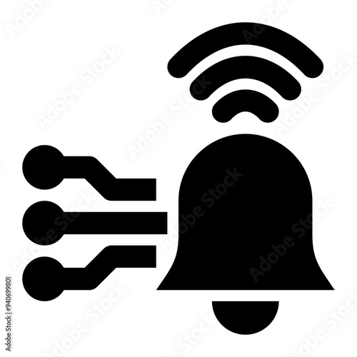 alarm system, alert system, smart alarm, notification, internet of things, iot, smart home solid or glyph icon