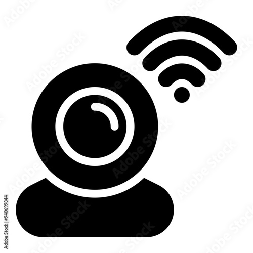 ip camera, wifi camera, wireless camera, smart camera, cctv, smart home, internet of things, iot solid or glyph icon
