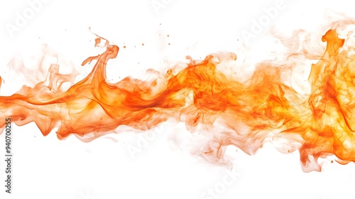 Fire Burst: A burst of flame, with tongues of fire reaching out in all directions, sharply contrasted against a white background. 