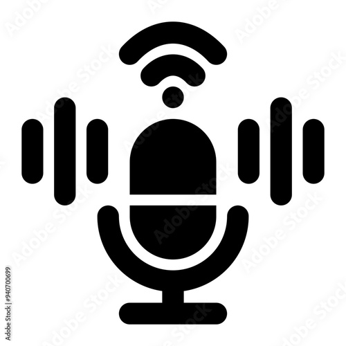 voice command, voice control, voice assistant, smart, microphone, internet of things solid or glyph icon