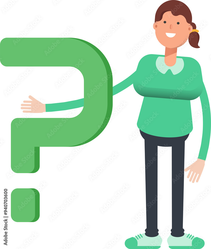 Girl Character and Question Mark
Girl Character and Question Mark