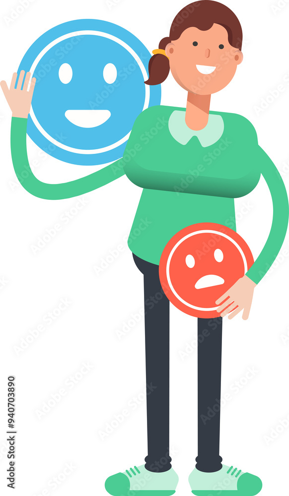 Girl Character and Emoticon Sign
Girl Character and Emoticon Sign