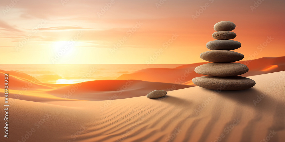 Obraz premium Serenity on sandy dunes at sunset