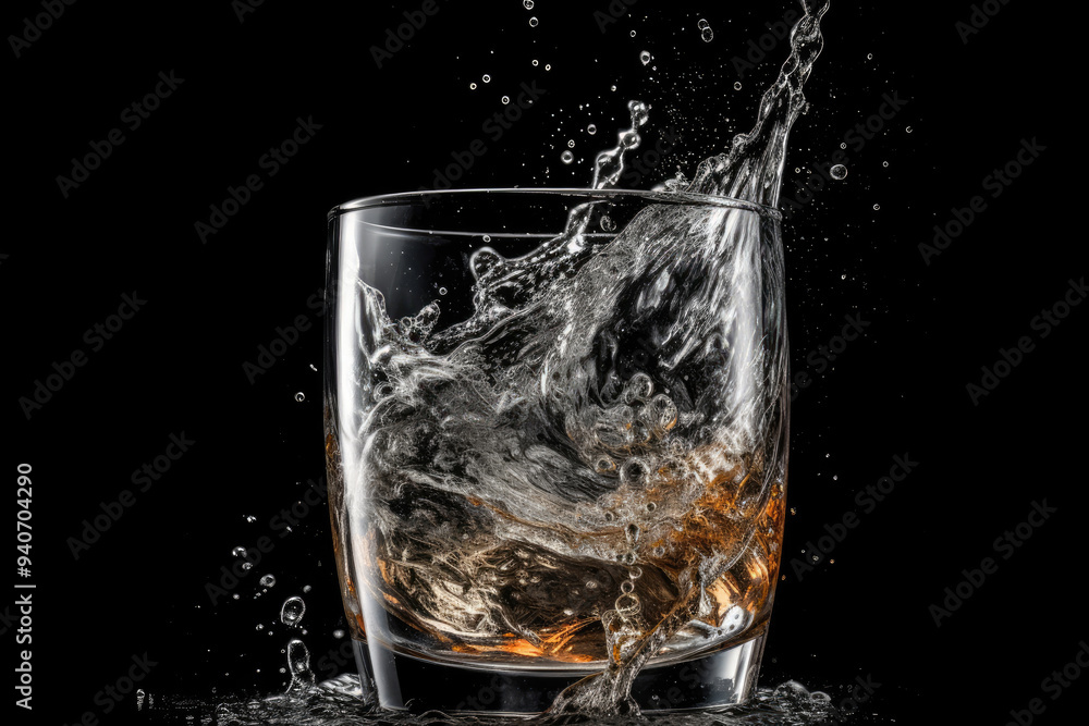 Water Splashing on a Glass Filled with Ice Cubes Showcasing the Fluid Motion and Vibrant Clarity Ideal for High-Quality Beverage Photography and Refreshing Drink Experiences Water Splashing on a Glass Filled with Ice Cubes Showcasing the Fluid Motion and Vibrant Clarity Ideal for High-Quality Beverage Photography and Refreshing Drink Experiences