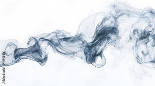 Floating Smoke Swirls: Ethereal smoke swirls in various patterns, floating gracefully against a pure white background. 