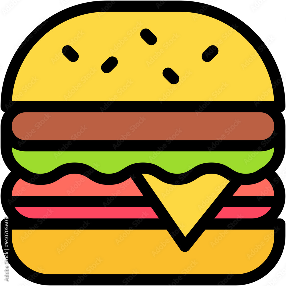 Fototapeta premium Cheeseburger, Burger, Bread, Fast Food, Hamburger, Food Icon