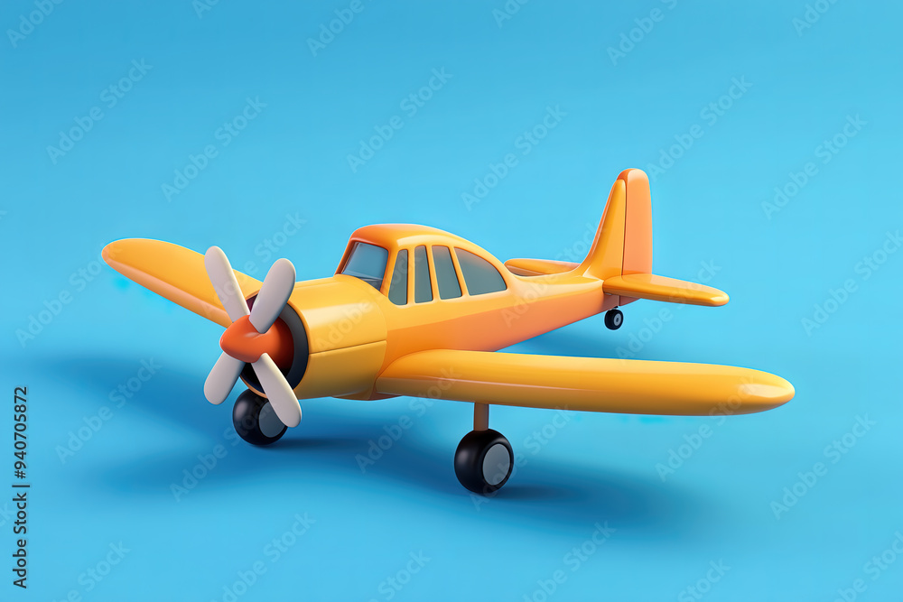A yellow helicopter 3D model isolated on the blue background. A yellow helicopter 3D model isolated on the blue background.