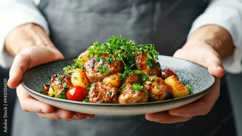 Someone holding a plate of Köttbullar, emphasizing the hearty and satisfying nature of the Swedish meatballs. Someone holding a plate of Köttbullar, emphasizing the hearty and satisfying nature of the Swedish meatballs.