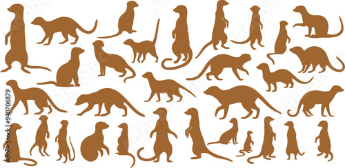 Wallpaper Mural meekrat vector silhouette illustration set,  meerkat standing, sitting, and walking. Perfect for wildlife, nature, animal art, and design projects Torontodigital.ca