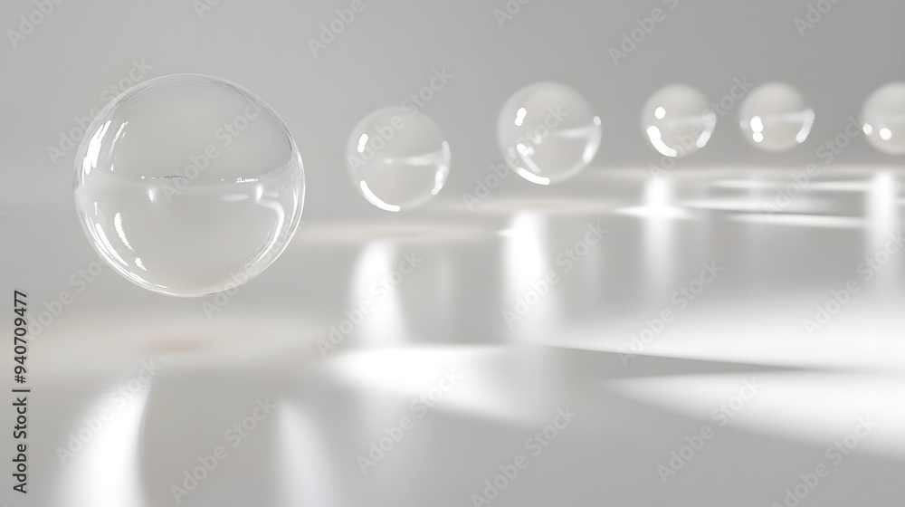 Glowing Light Orbs: Bright, glowing orbs of light floating in mid-air, casting soft reflections on a white background.
Glowing Light Orbs: Bright, glowing orbs of light floating in mid-air, casting soft reflections on a white background.