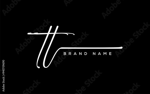 TT letter beauty handwriting vector logo.
