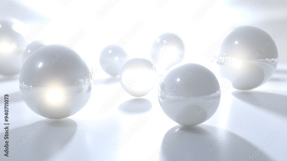 Glowing Light Orbs: Bright, glowing orbs of light floating in mid-air, casting soft reflections on a white background.
Glowing Light Orbs: Bright, glowing orbs of light floating in mid-air, casting soft reflections on a white background.