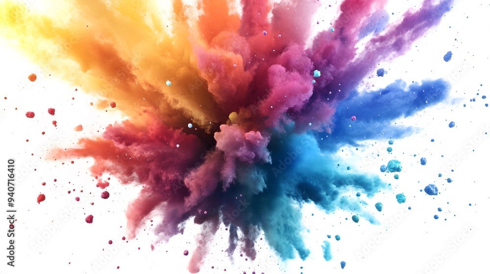 Particle Explosion: A cloud of colorful particles exploding outward, captured in high detail on a white background.
Particle Explosion: A cloud of colorful particles exploding outward, captured in high detail on a white background.