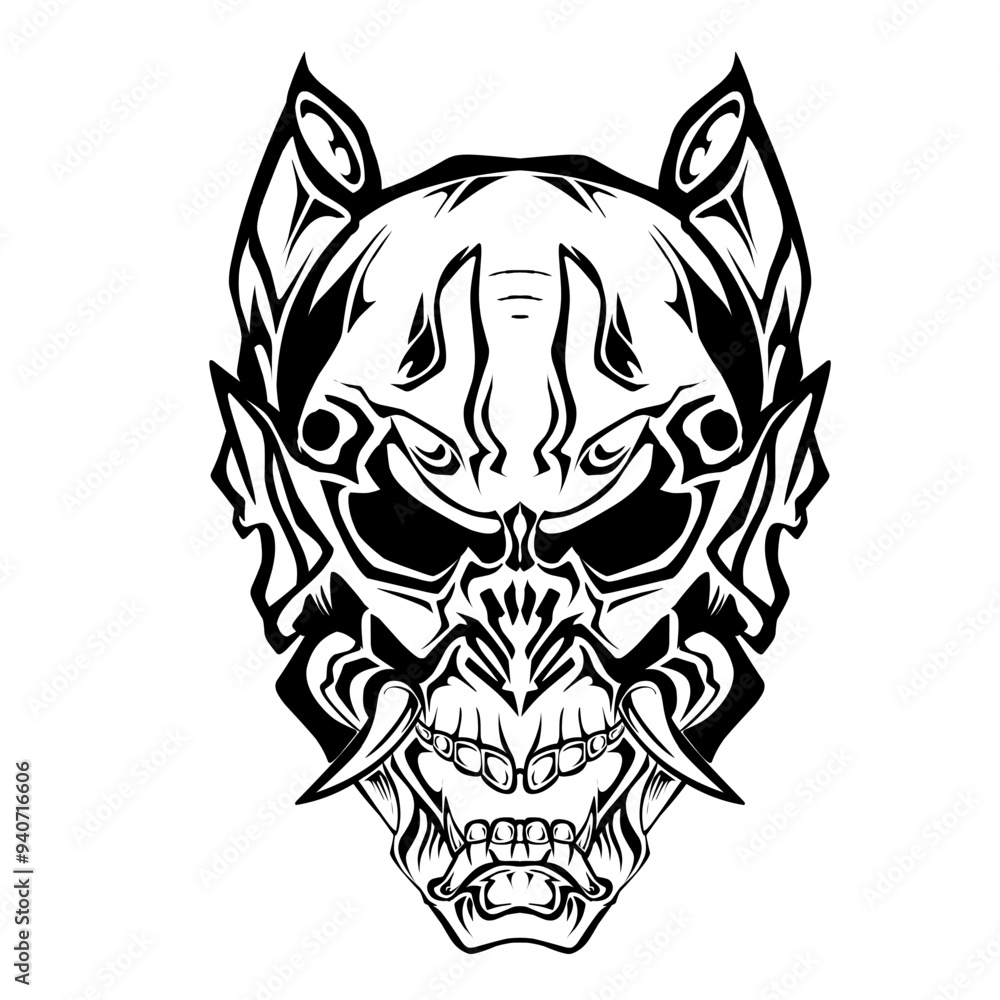 The design of the Hannya mask is typical Japanese with a transparent background. Perfect for stickers, logos or icons The design of the Hannya mask is typical Japanese with a transparent background. Perfect for stickers, logos or icons