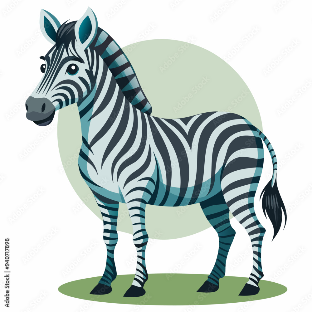 Obraz premium Cartoon Illustration of a Zebra with Black and White Stripes