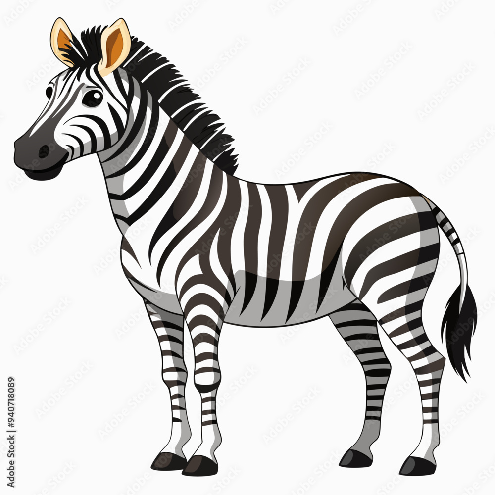 Obraz premium Cartoon Zebra with Black and White Stripes