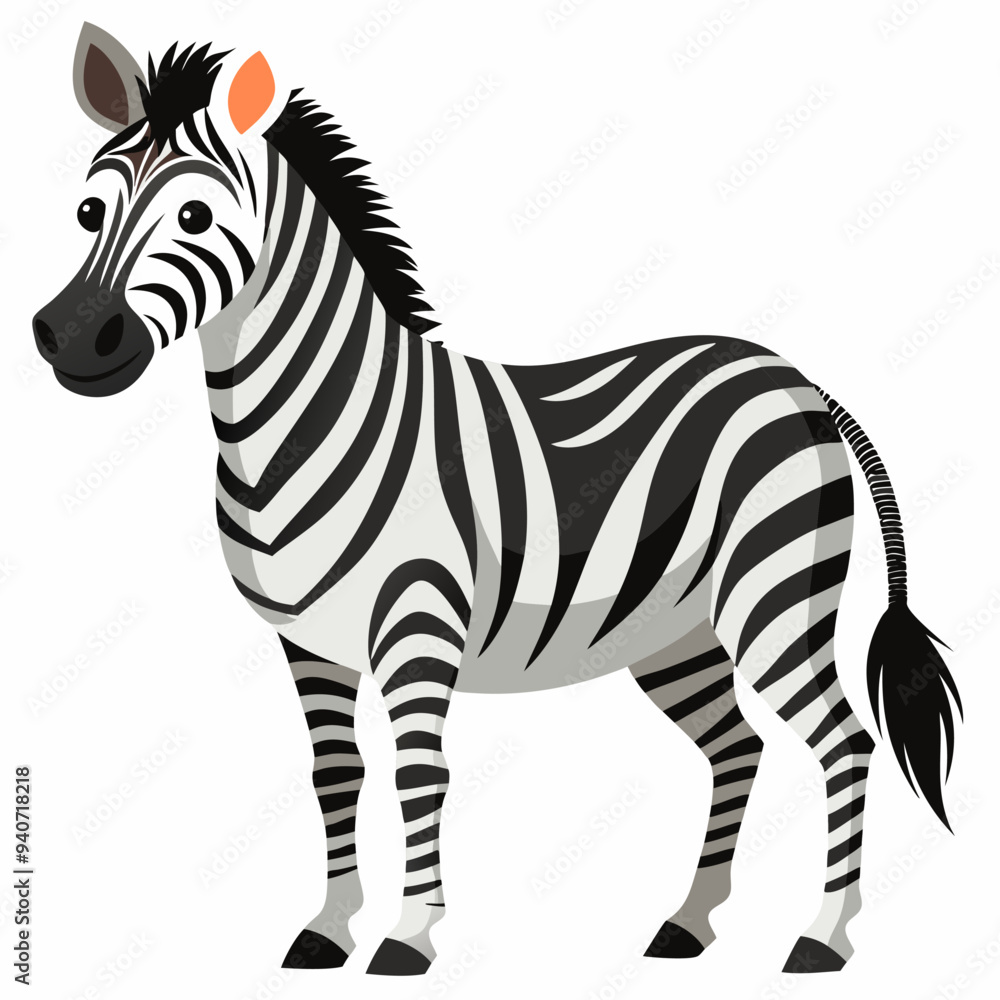 Obraz premium A Cartoon Zebra with Black and White Stripes