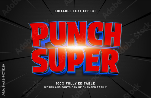 punch super editable text effect in hero and power text style
