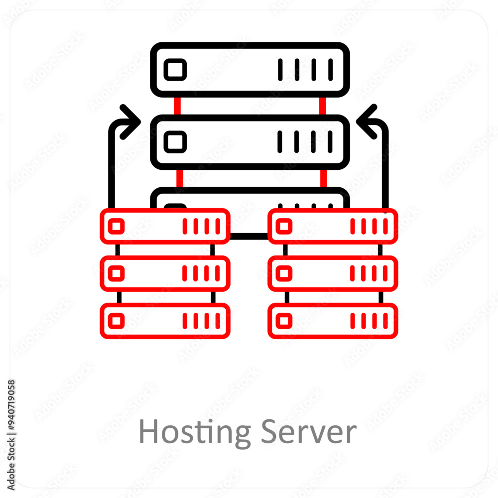 Hosting Server and Big data icon concept Hosting Server and Big data icon concept