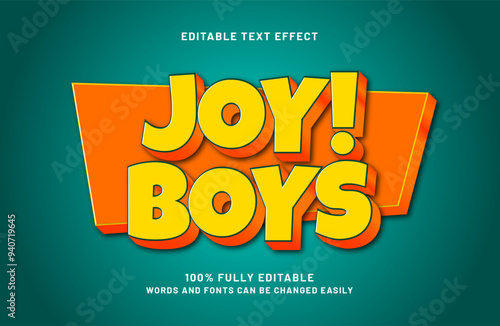 joy boys editable text effect in happy and kids text style
