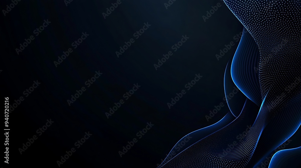 Abstract Blue Wavy Lines on Dark Background Abstract Blue Wavy Lines on Dark Background