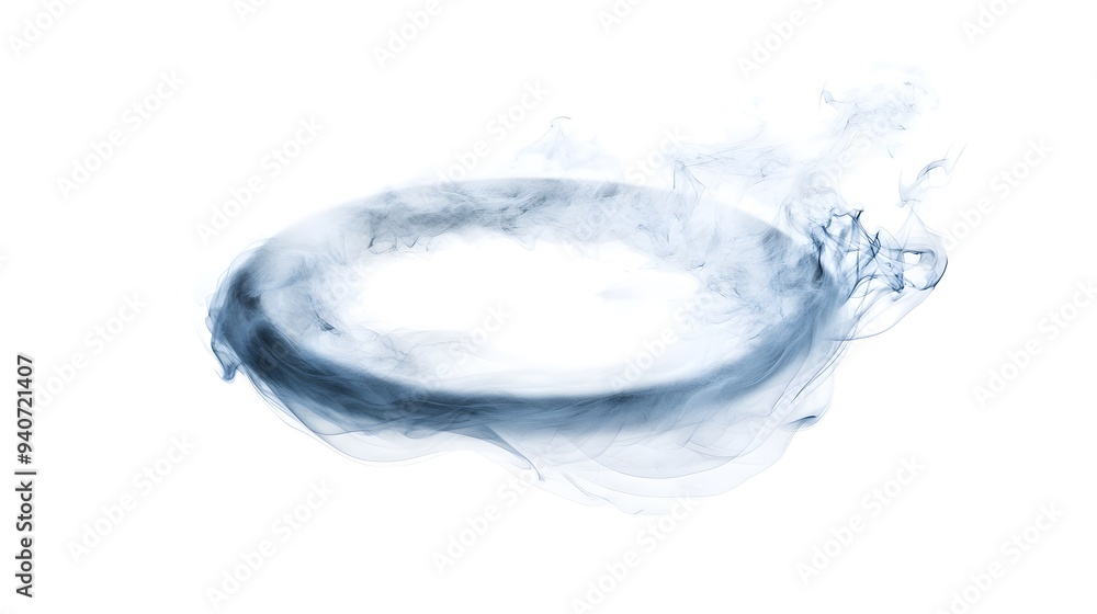 Smoke Ring: A perfectly formed smoke ring floating in the air, with wisps of smoke trailing off, on a white background.
Smoke Ring: A perfectly formed smoke ring floating in the air, with wisps of smoke trailing off, on a white background.