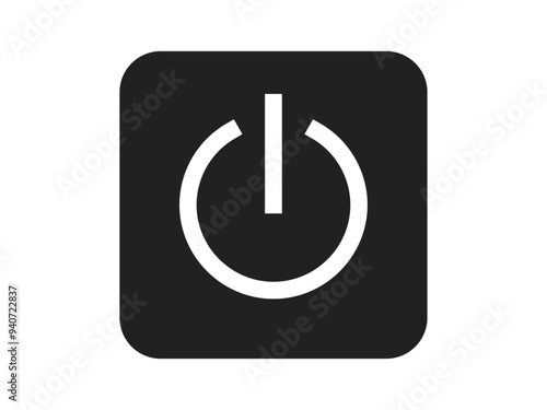 シンプル電源・起動角丸正方形ボタンA：黒