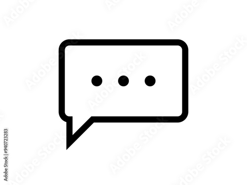 ミニマルな長方形吹き出しアイコンD：三点リーダー黒線