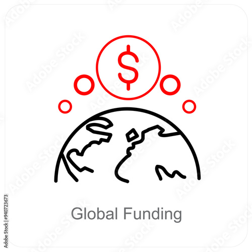 Global Funding and crowdfunding icon concept